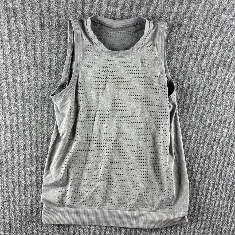 Lululemon Tank Top Womens 6?‎ Gray Mesh Sleeveless Running Training Gym Athletic
